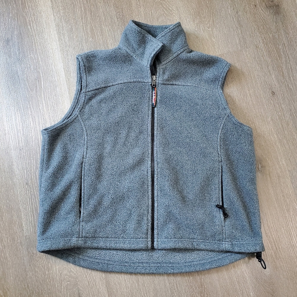 L.L. Bean Fleece Vest Zip Front Gray Women's Large Regular Outdoors Hiking